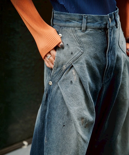 CONZ ワイドパンツ ジーンズ デニム デニムパンツ DARK WASH CURVED