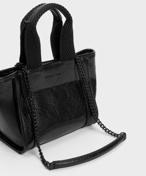 新品Charles&keith ブラックレザ− CHARLES ＆ KEITH（チャールズ&キース） 「CHARLES & KEITH」 2WAY