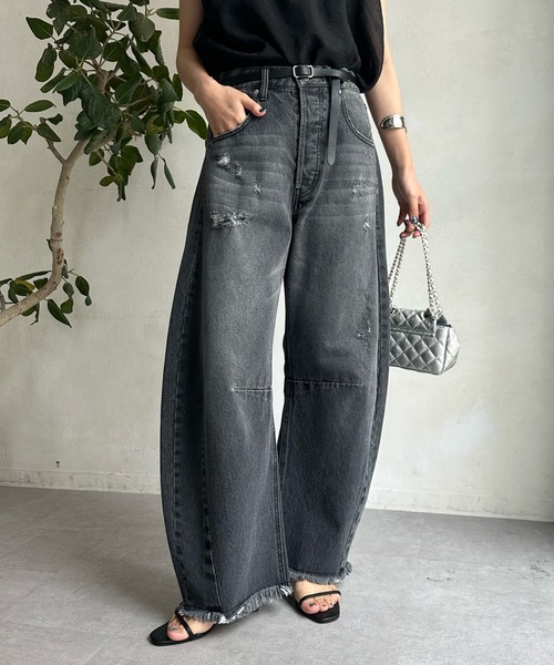 DouDou カーブデニム ブラック 38 DouDou（ドゥドゥ） デニムパンツ 38 ブラック レディース : ZOZOTOWN