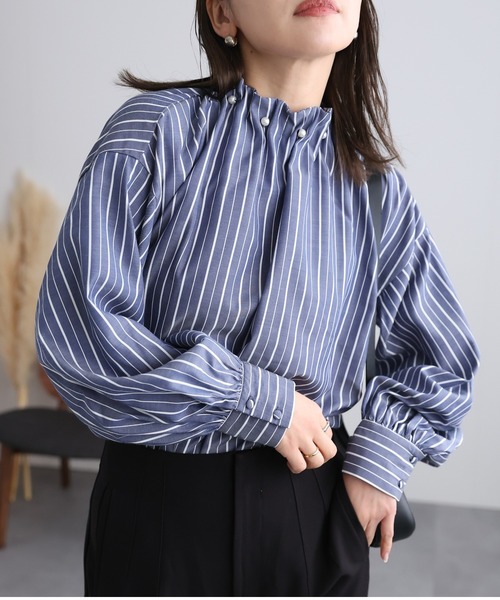 「ap retro」 長袖ブラウス FREE ネイビー レディース_画像2