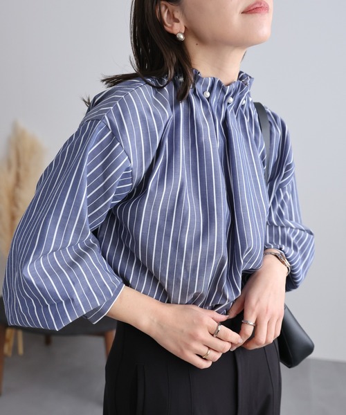 「ap retro」 長袖ブラウス FREE ネイビー レディース_画像3