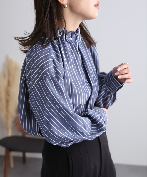 「ap retro」 長袖ブラウス FREE ネイビー レディース_画像7