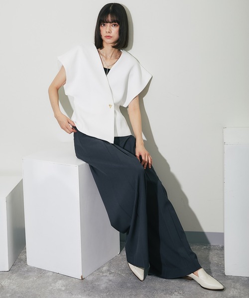 「SMILE ORCHID」 ノーカラージャケット M ブラック レディース_画像7