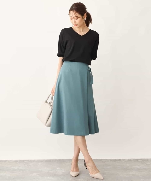 「OFUON」 フレアスカート 40 ネイビー レディース_画像3