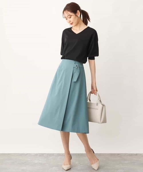 「OFUON」 フレアスカート 40 ネイビー レディース_画像4