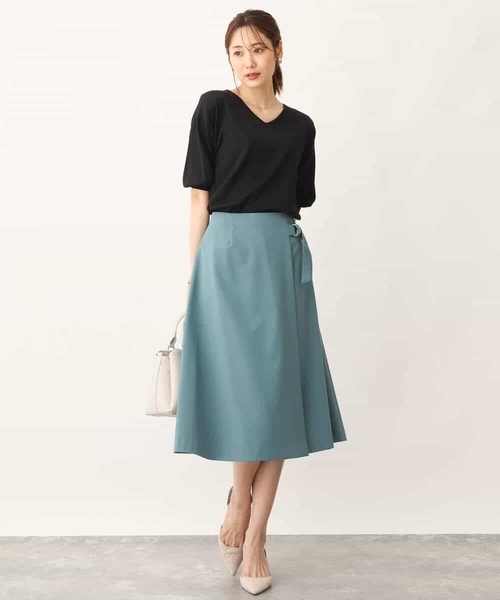 「OFUON」 フレアスカート 40 ネイビー レディース_画像6