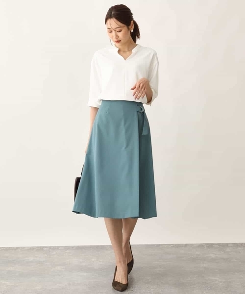 「OFUON」 フレアスカート 40 ネイビー レディース_画像9