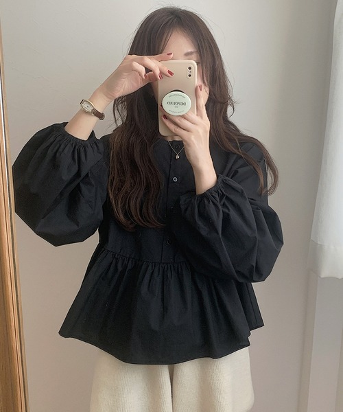 「LAUIR」 長袖ブラウス LARGE アイボリー レディースの画像2