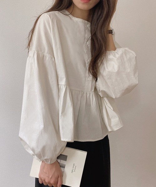 「LAUIR」 長袖ブラウス LARGE アイボリー レディースの画像8