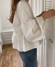 「LAUIR」 長袖ブラウス LARGE アイボリー レディースの画像9