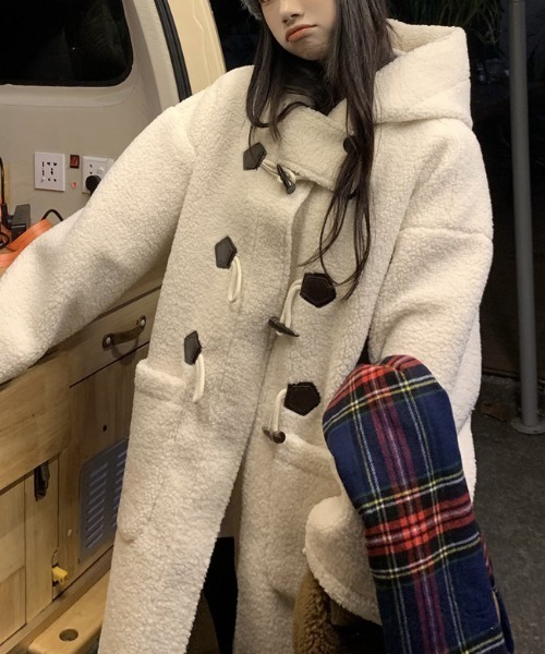 ムートンコート ボアコート Mouton boa over duffel coat レディース