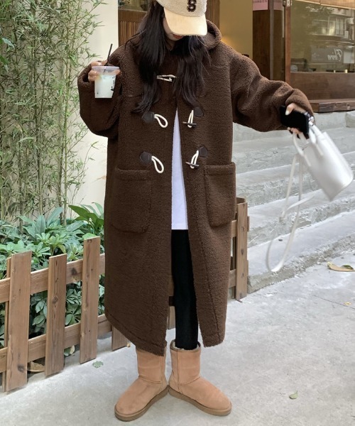 ムートンコート ボアコート Mouton boa over duffel coat レディース