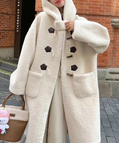 ムートンコート ボアコート Mouton boa over duffel coat レディース