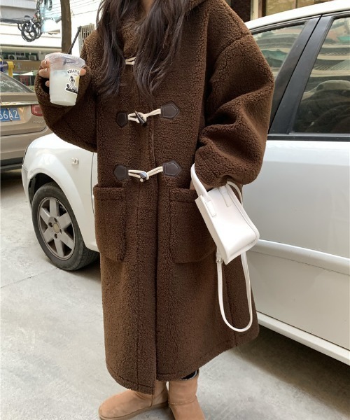 ムートンコート ボアコート Mouton boa over duffel coat レディース
