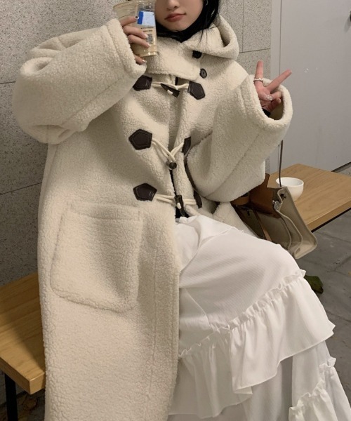 ムートンコート ボアコート Mouton boa over duffel coat レディース