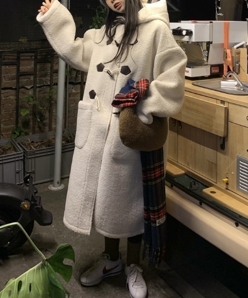 ムートンコート ボアコート Mouton boa over duffel coat レディース