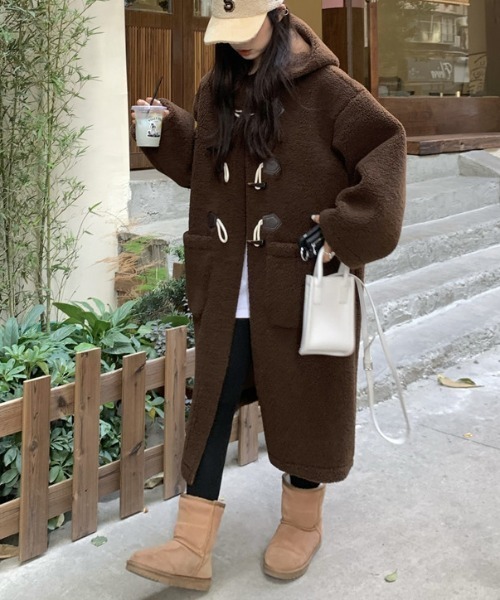 ムートンコート ボアコート Mouton boa over duffel coat レディース