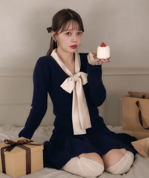 ワンピース Lumignon Fur cuff ribbon knit onepiece Lumignon Fur cuff ribbon knit onepiece - メルカリ