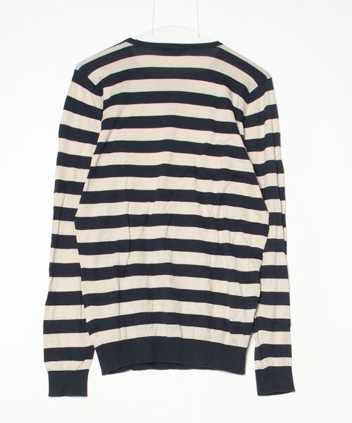 JOHN SMEDLEY」 ボーダー柄長袖ニット S ネイビー メンズ JOHN SMEDLEY 