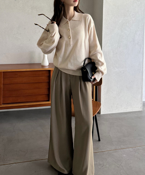 「Eclat one」 長袖ニット FREE グレー レディース_画像4