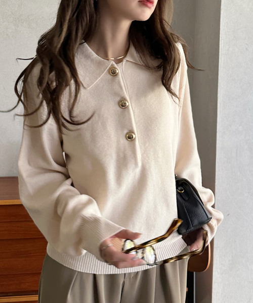 「Eclat one」 長袖ニット FREE グレー レディース_画像8