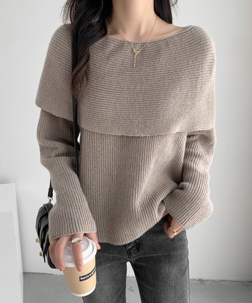 「ABITOKYO」 長袖ニット FREE グレイッシュベージュ レディース_画像3