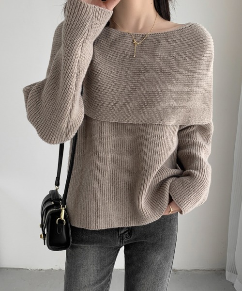 「ABITOKYO」 長袖ニット FREE グレイッシュベージュ レディース_画像4