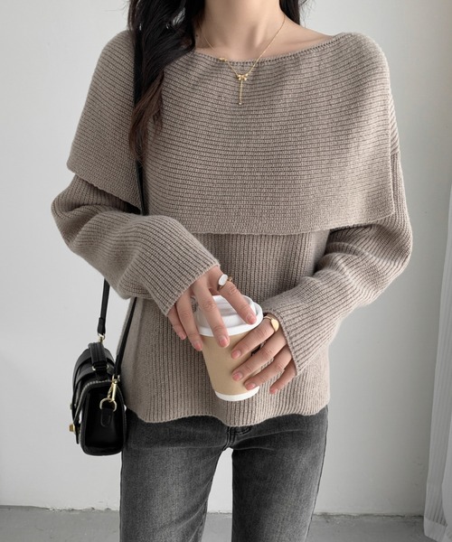 「ABITOKYO」 長袖ニット FREE グレイッシュベージュ レディース_画像5