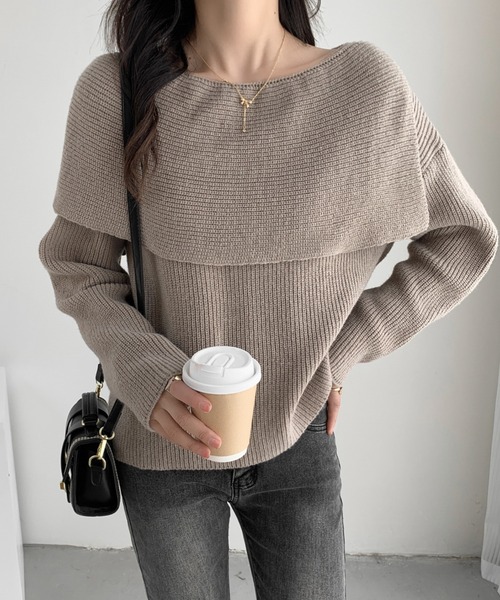 「ABITOKYO」 長袖ニット FREE グレイッシュベージュ レディース_画像6