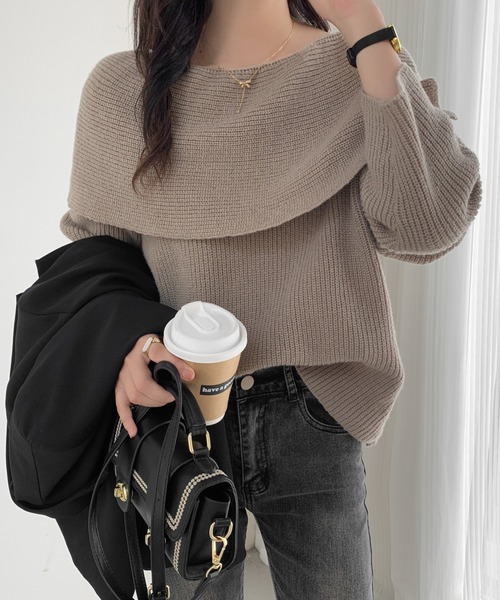 「ABITOKYO」 長袖ニット FREE グレイッシュベージュ レディース_画像8