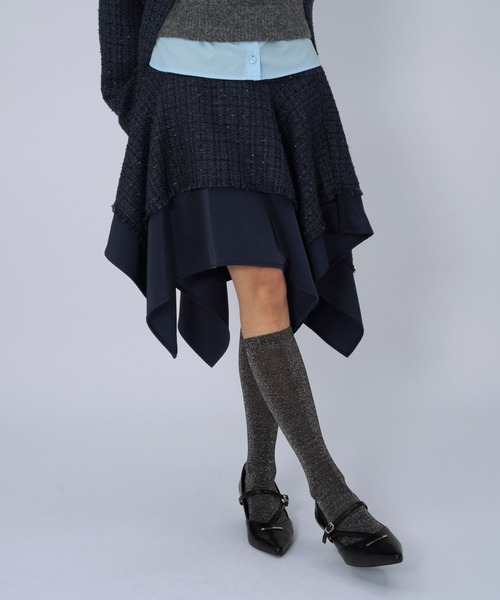 HARE（ハレ） スカート ラメツイードイレヘムミニスカート(HARE