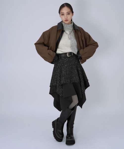 HARE（ハレ） スカート ラメツイードイレヘムミニスカート(HARE