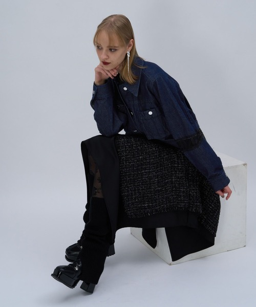 HARE（ハレ） スカート ラメツイードイレヘムミニスカート(HARE