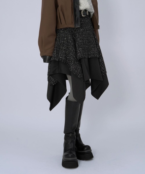 HARE ラメツイードイレヘムスカート HARE(ハレ) | ⠀ 【NEW ARRIVAL】 __ ⁡ ラメツイードイレヘムスカート
