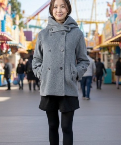 gossip!ロサンゼルス ピーコート pコート ダブルボタン フーディ