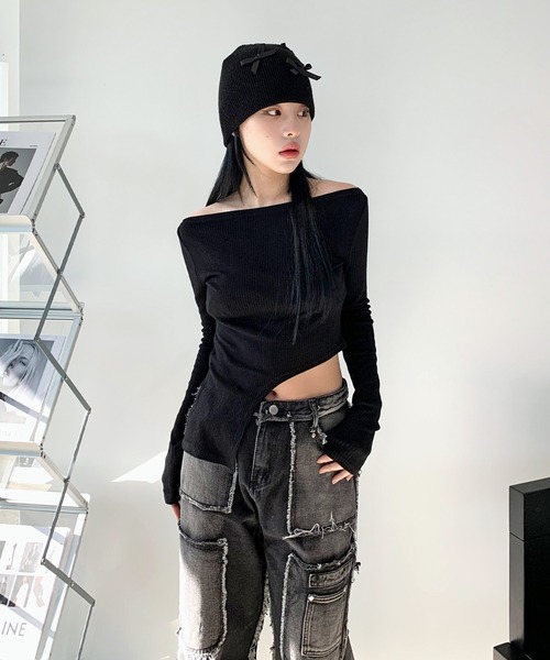 「FOLLOWIN」 デニムパンツ SMALL ブラック レディース_画像2