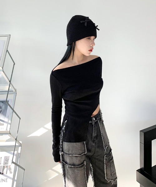 「FOLLOWIN」 デニムパンツ SMALL ブラック レディース_画像5