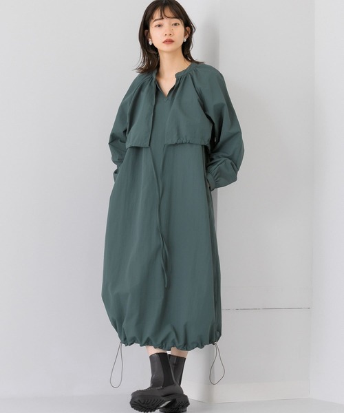 「KBF」 長袖ワンピース ONE グリーン レディース_画像3