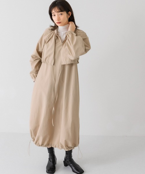 「KBF」 長袖ワンピース ONE グリーン レディース_画像9