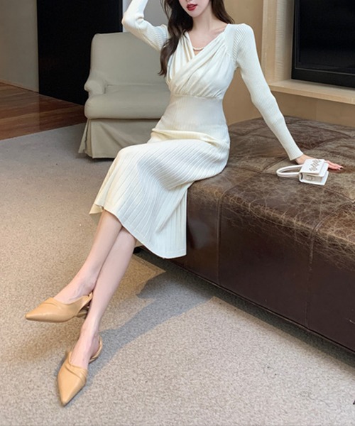 「Jasmine Grandiflorum」 ニットワンピース MEDIUM ブルー レディース_画像9