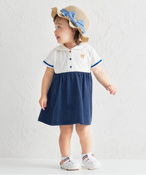 HOT BISCUITS ワンピース くま耳 セーラーカラー キッズ 子供服 女の子