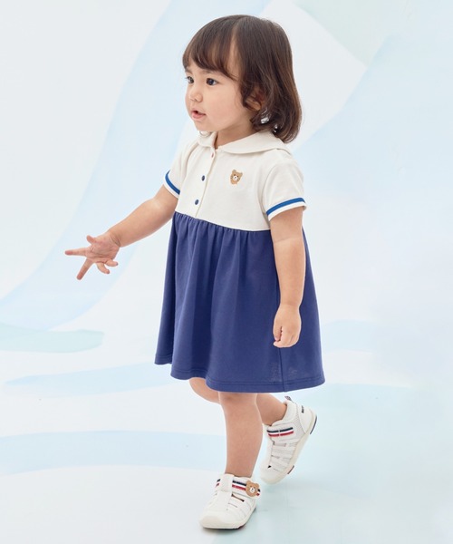 ワンピース くま耳 セーラーカラー ワンピース キッズ 子供服 女の子の画像