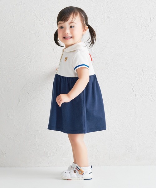 ワンピース くま耳 セーラーカラー ワンピース キッズ 子供服 女の子の画像