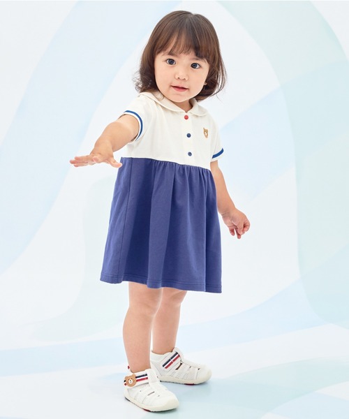 ワンピース くま耳 セーラーカラー ワンピース キッズ 子供服 女の子の画像