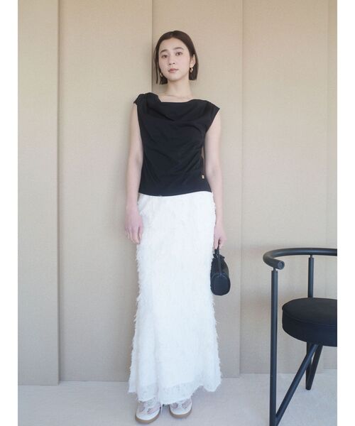 LAGUNAMOON（ラグナムーン） tシャツ 「接触冷感」オフショルドレープ 
