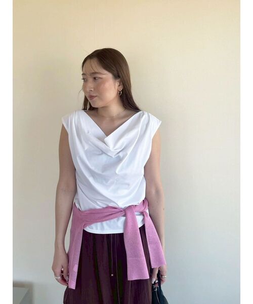 LAGUNAMOON（ラグナムーン） tシャツ 「接触冷感」オフショルドレープ 