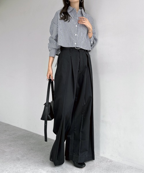 「andme」 「alma design」長袖シャツ M ネイビー×ホワイト レディース_画像9