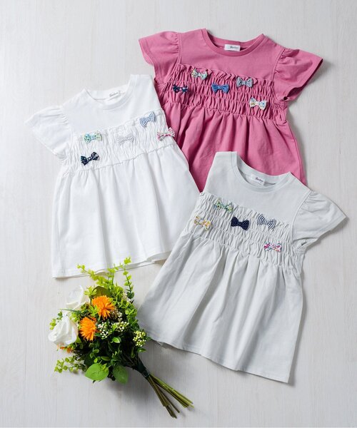 Boribon tシャツ リボンチャームペプラムTシャツ キッズ 子供服 女の子 