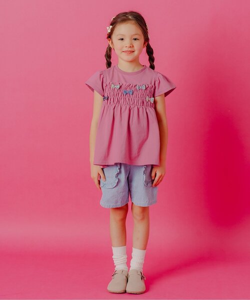 Boribon tシャツ リボンチャームペプラムTシャツ キッズ 子供服 女の子 