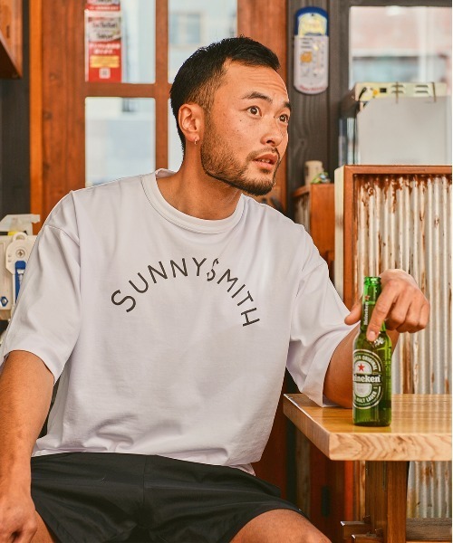 「Sunny Smith」 半袖Tシャツ LARGE オフホワイト メンズ_画像8